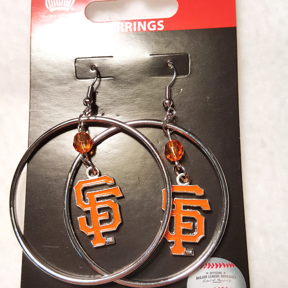 SAN FRANCISCO GIANTS Dangle Earrings 2" Hoop NEW - Picture 1 of 2